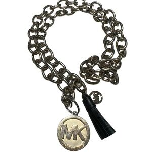 Michael Kors Gold-Tone Chunky Link Chain Belt with MK Medallion & Tassel 40”L
